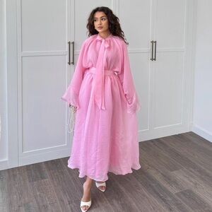 Elegant Pink Chiffon top + skirt set